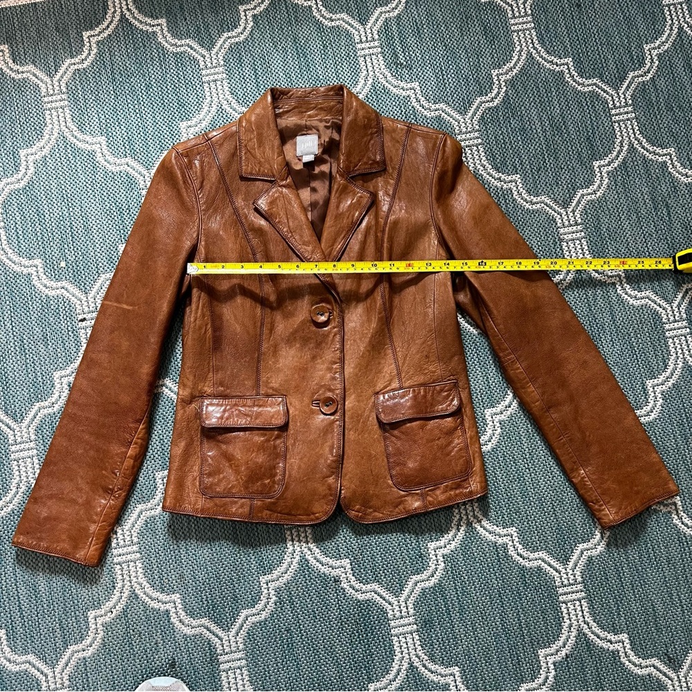 J. Jill Brown Leather Jacket.  Size X Small - Picture 5 of 14